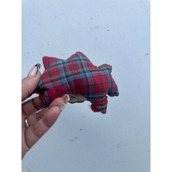 Vintage Nylon Stocking Elf Face Ribbon Hair Plaid Pillow Body Christmas Ornament - Picture 4 of 4